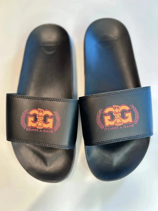 Black Cobra Crown Adjustable Flat Slip On unisex slides - It's Not A Game Apparel™