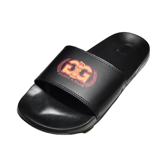 "Black Cobra Crown Adjustable Unisex Slides|Flat Slip-On Comfortable Sandals" - It's Not A Game Apparel™
