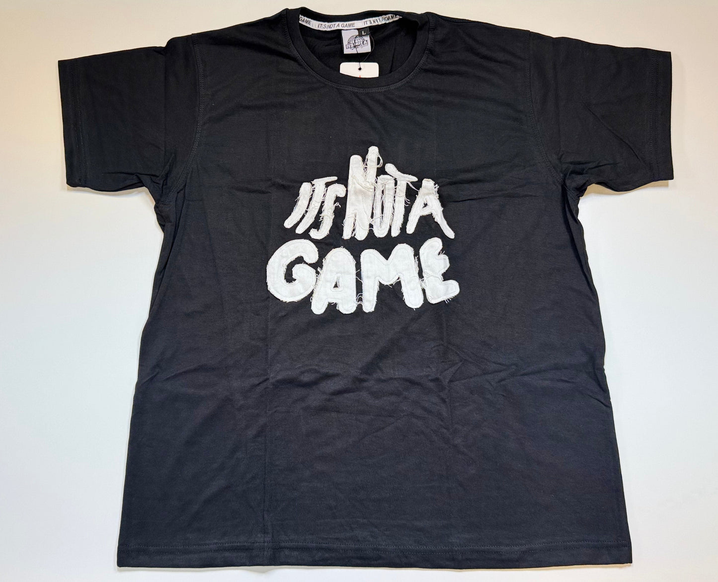 Mens Black Acid Wash Graphic T Shirt|Custom Printed Streetwear Tee - It's Not A Game Apparel™