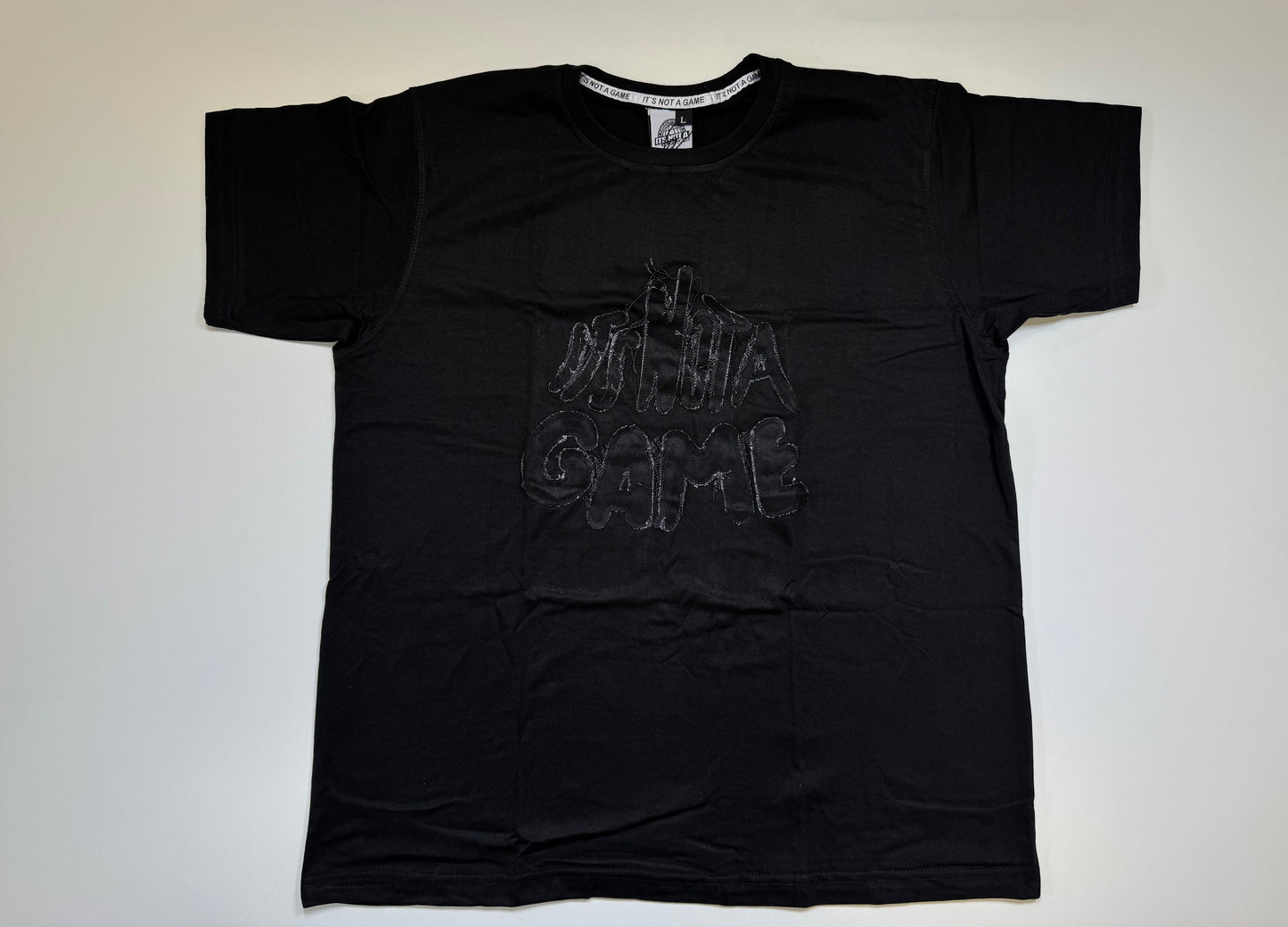 Mens Black Acid Wash Graphic T Shirt|Custom Printed Streetwear Tee - It's Not A Game Apparel™