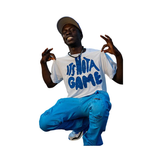Men's Blue Graphic T Shirt| Custom Embroidered Streetwear Tee - It's Not A Game Apparel™