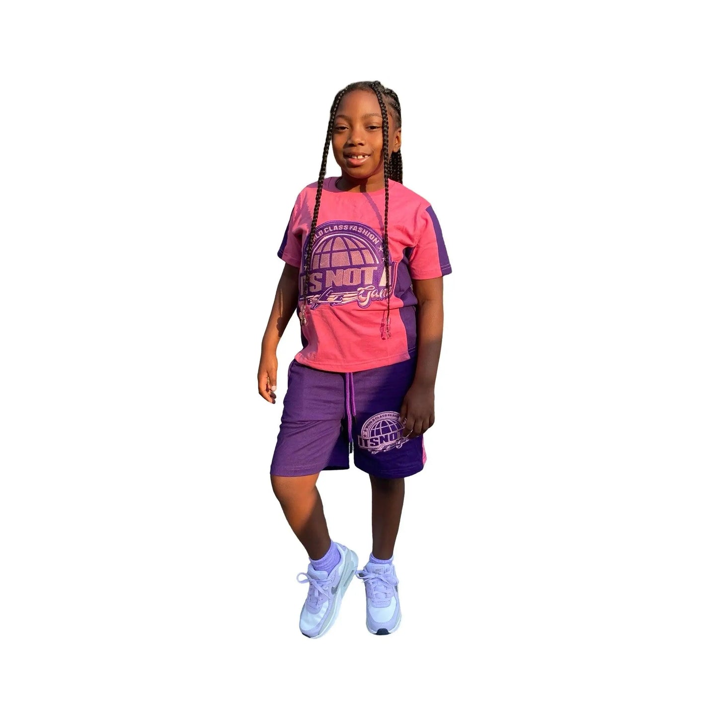 Youth Pink and Purple Girls Custom Shorts Sets- Trendy Kids' Fashion - It's Not A Game Apparel™