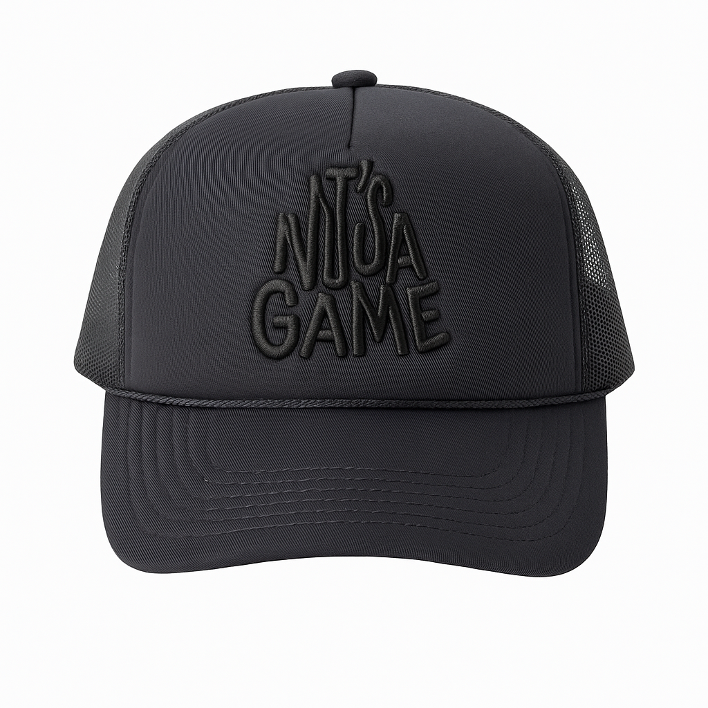 Black on Black Trucker Cap – INAG It’s Not a Game Streetwear Hat