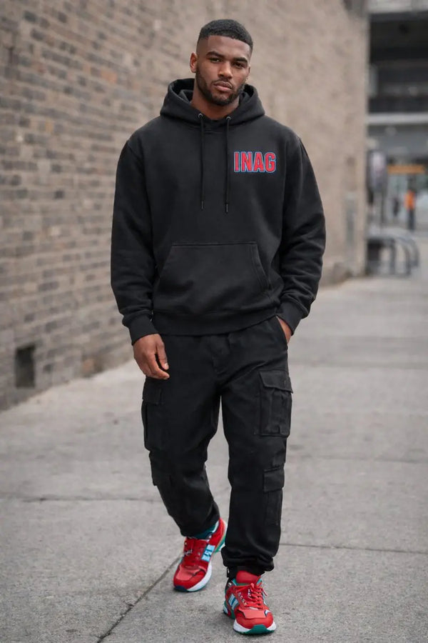 INAG Hoodie Red & Black - INAG streetwear