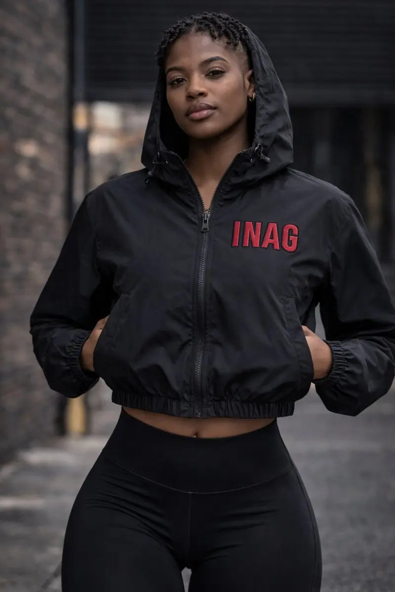 INAG Black Cropped Windbreaker - INAG™