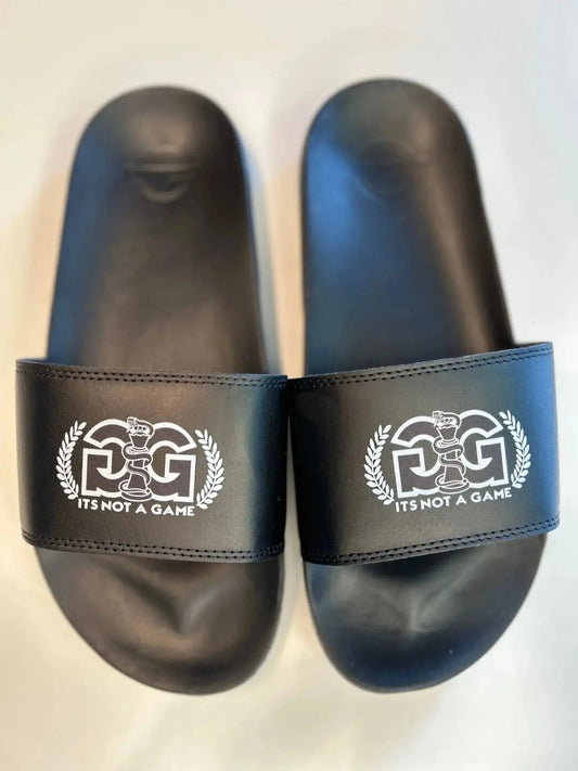 Black Cobra Crown Adjustable Flat Slip On unisex slides - It's Not A Game Apparel™