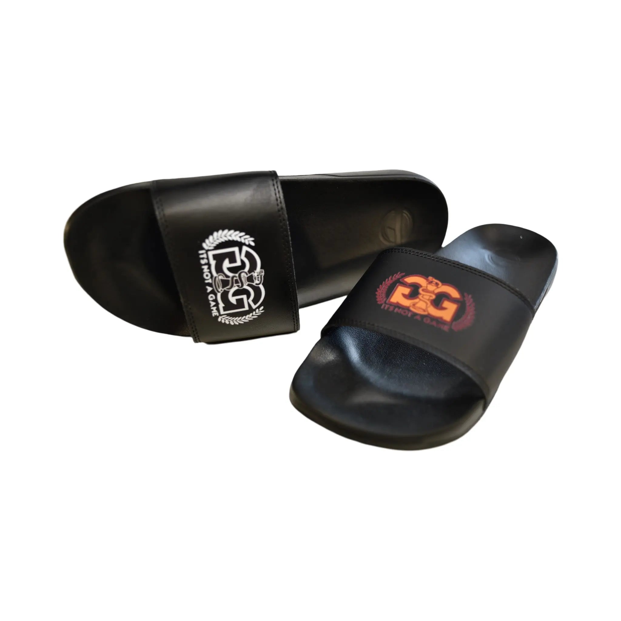 "Black Cobra Crown Adjustable Unisex Slides|Flat Slip-On Comfortable Sandals" - It's Not A Game Apparel™