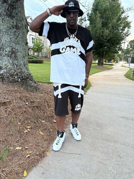 Black and  White Distressed Short Set - Men's - INAG™