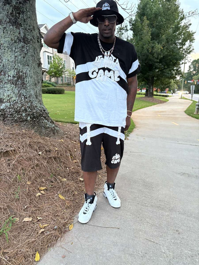 Black and  White Distressed Short Set - Mens - INAG streetwear