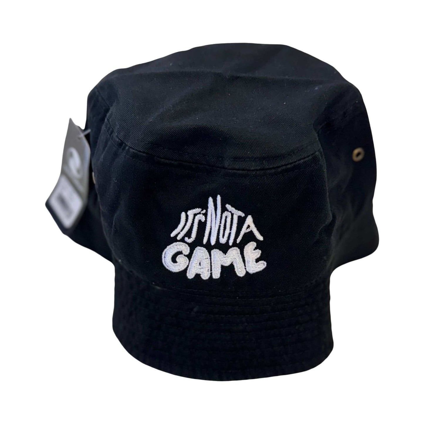 "Embroidered Black Bucket Hat | It's Not a Game Custom Logo - Unisex Cotton Streetwear" - INAG™