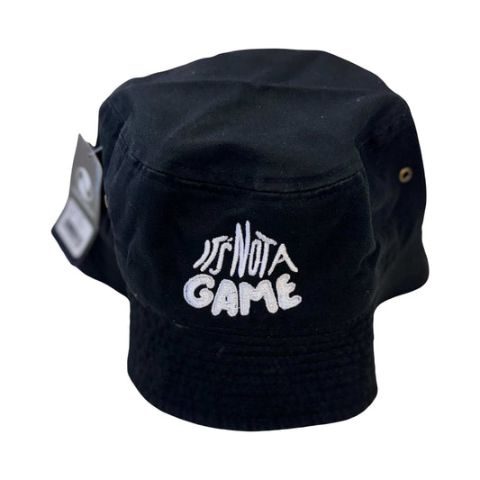 "Embroidered Black Bucket Hat | It's Not a Game Custom Logo - Unisex Cotton Streetwear" - INAG™