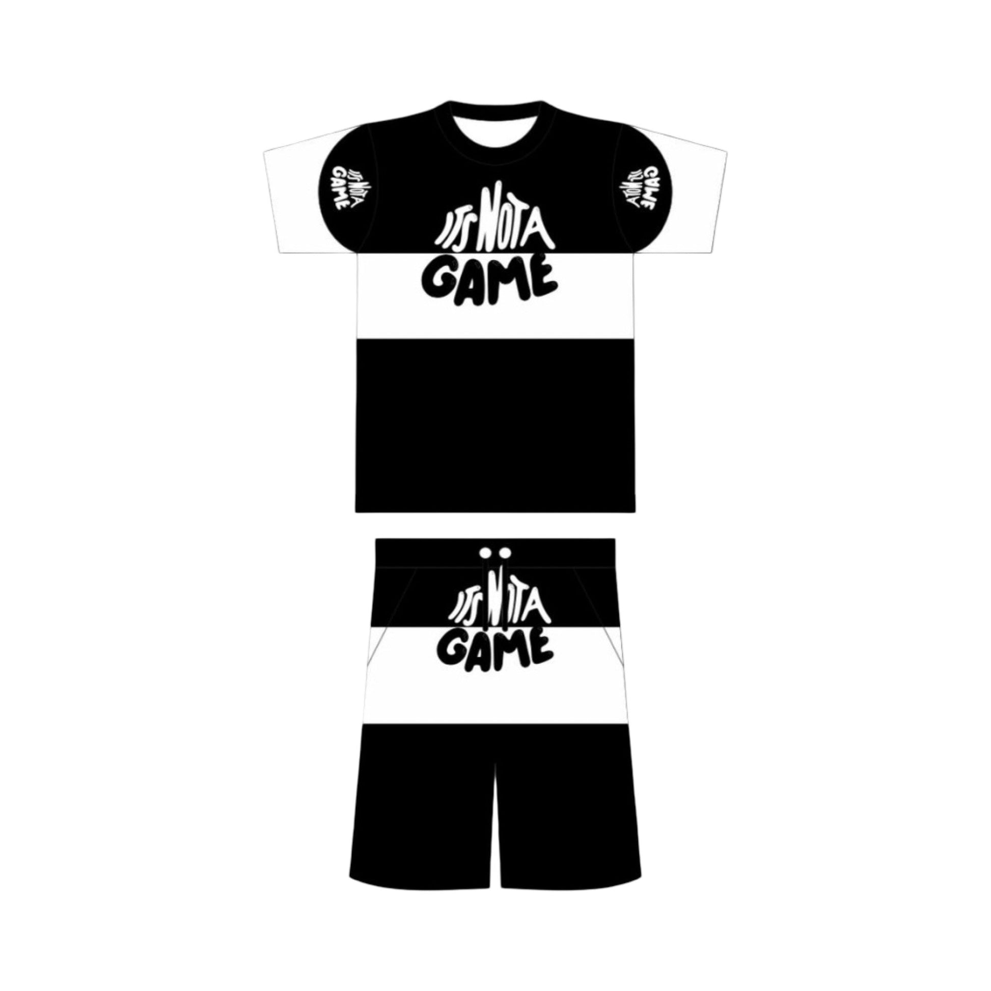 It's Not a Game Men's Black & White Short Set with Distressed Logo - It's Not A Game Apparel™