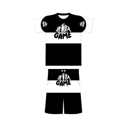 It's Not a Game Men's Black & White Short Set with Distressed Logo - It's Not A Game Apparel™