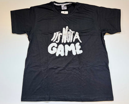 Mens Black Acid Wash Graphic T Shirt|Custom Printed Streetwear Tee - It's Not A Game Apparel™