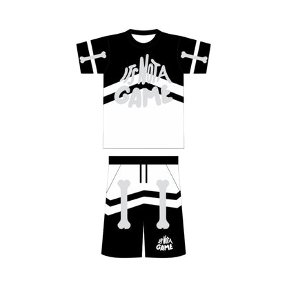 Men's Black and White Bone Logo Short Set - It's Not a Game Distressed Edition - It's Not A Game Apparel™