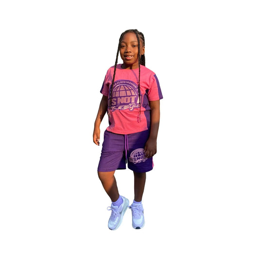 Youth Pink and Purple Girls Custom Shorts Sets- Trendy Kids' Fashion - It's Not A Game Apparel™